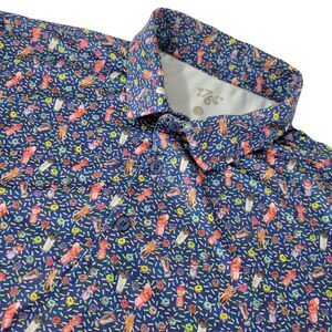 1764 Golf Polo Shirt Mens Large Sweets Donuts Ice Cream AOP Loud Performance